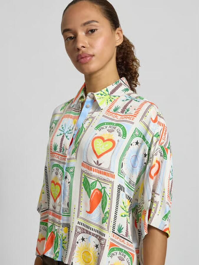 Smith and Soul Overhemdblouse van viscose met kentkraag