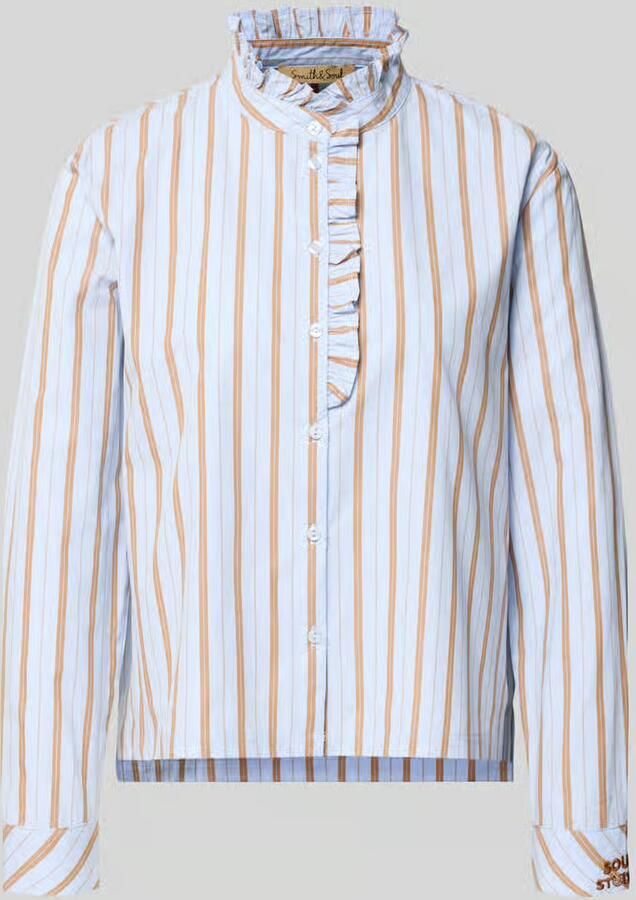Smith and Soul Regular fit blouse met opstaande kraag en mouwen met ruches