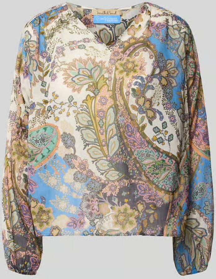 Smith and Soul Regular fit blouse van puur katoen met v-hals - Foto 2