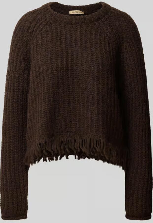 Smith and Soul Regular fit gebreide pullover van wolmix met franjes