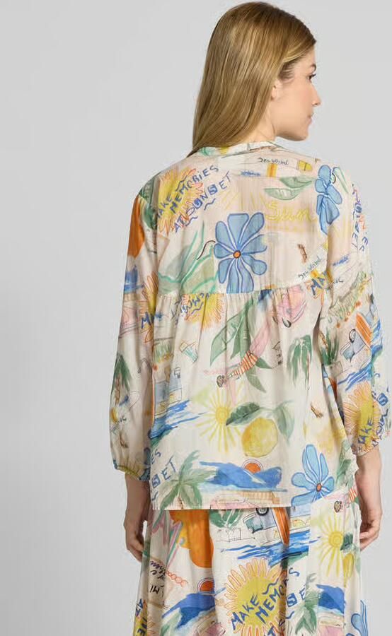 Smith and Soul Regular fit overhemdblouse met tuniekkraag en 3 4-mouwen
