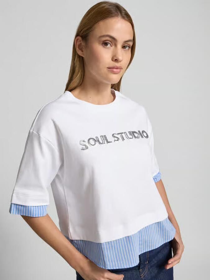 Smith and Soul T-shirt met pailletten en ronde hals