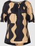 S.Oliver BLACK LABEL geweven blousetop met grafische print zwart camel - Thumbnail 2