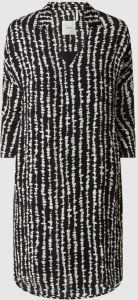 S.Oliver BLACK LABEL jurk met all over print en volant zwart wit