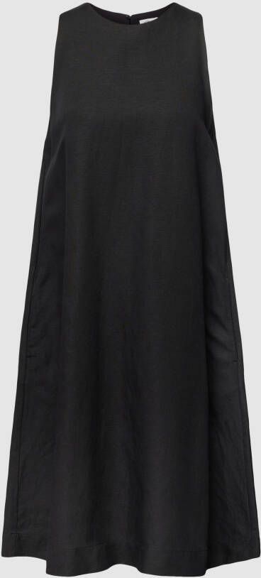 S.Oliver BLACK LABEL Knielange jurk van een mix van linnen en viscose met ronde hals