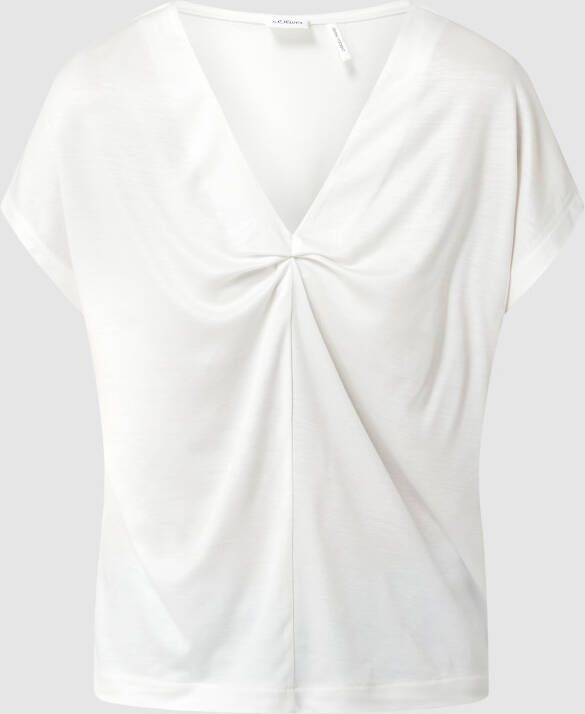 S.Oliver BLACK LABEL Shirt met V-hals met aanrimpeling bij de borst