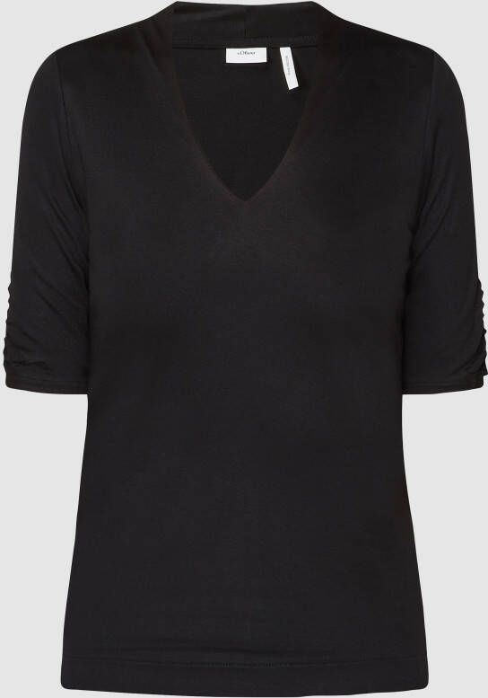 s.Oliver BLACK LABEL T-shirt van viscose met V-hals