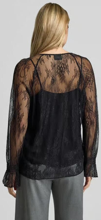 S.Oliver BLACK LABEL blouse met lange mouwen met semi-transparante kanten inzet