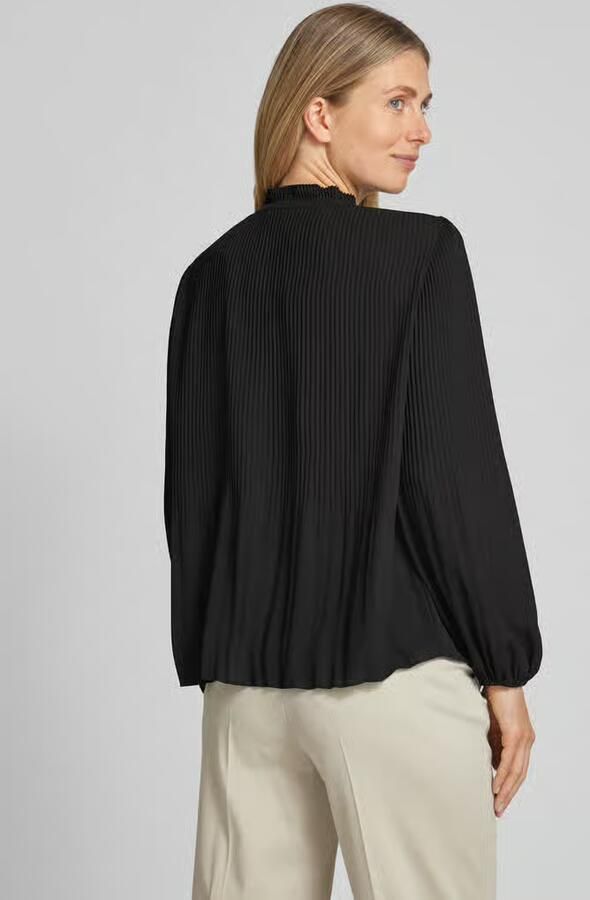S.Oliver BLACK LABEL Blouse met lange mouwen met geplooiseerde mouwen en gekreukte opstaande kraag