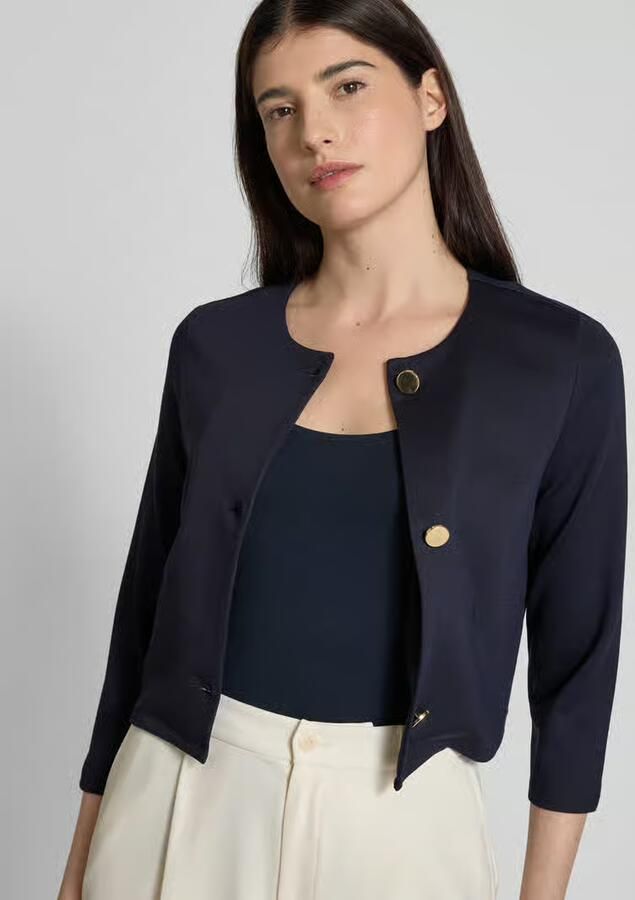 S.Oliver BLACK LABEL Boxy fit korte blazer in een viscoseriemix - Foto 2
