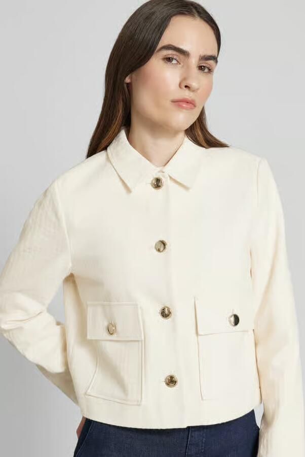 S.Oliver BLACK LABEL Boxy fit korte blazer van katoenmix met structuurmotief