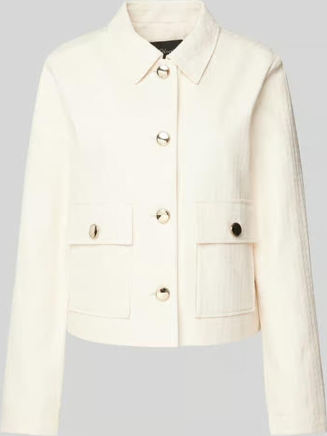 S.Oliver BLACK LABEL Boxy fit korte blazer van katoenmix met structuurmotief - Foto 2