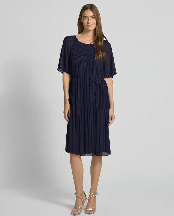 S.Oliver BLACK LABEL Getailleerde chiffon jurk met strikceintuur - Foto 2