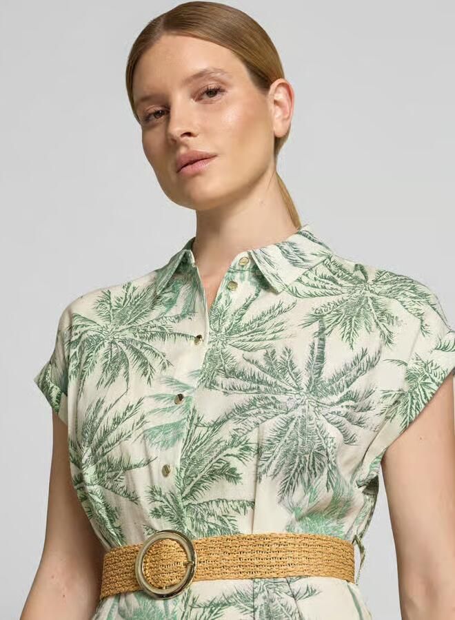S.Oliver BLACK LABEL Getailleerde vrijetijdsjurk van mix van lyocell viscose en linnen - Foto 3