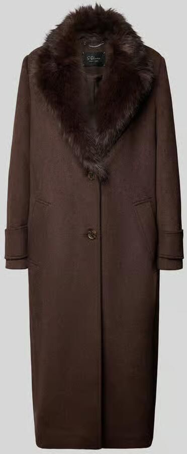 S.Oliver BLACK LABEL mantel met imitatiebontkraag donkerbruin - Foto 4