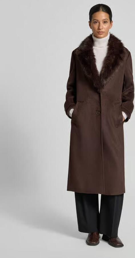 S.Oliver BLACK LABEL mantel met imitatiebontkraag donkerbruin - Foto 6