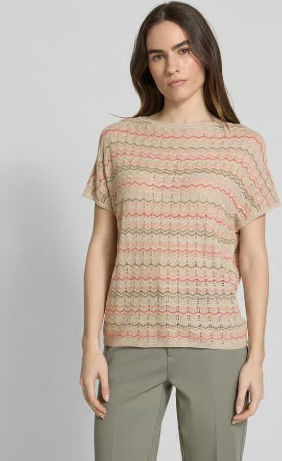 S.Oliver BLACK LABEL Loose fit gebreide top van viscosemix met visgraatpatroon - Foto 2