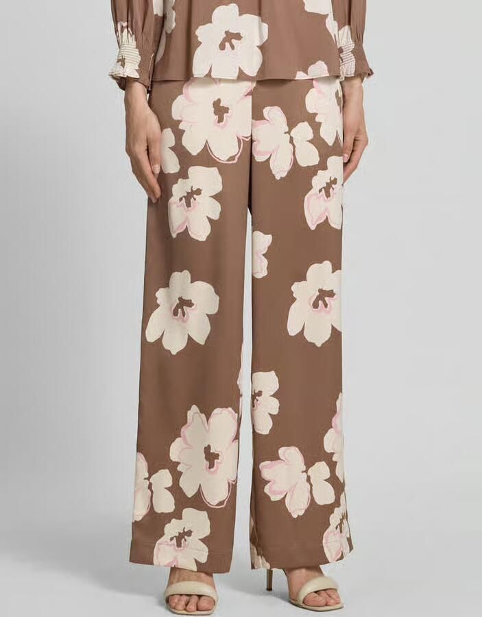 S.Oliver BLACK LABEL Loose fit satijnen broek met all-over motief - Foto 2