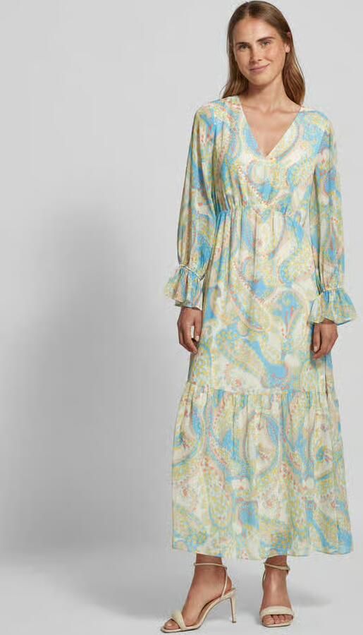S.Oliver BLACK LABEL jurk met paisleyprint en ruches beige blauw - Foto 2