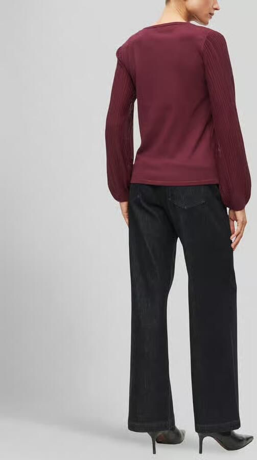 S.Oliver BLACK LABEL Pullover met gestructureerde ballonmouwen van viscosemix - Foto 3