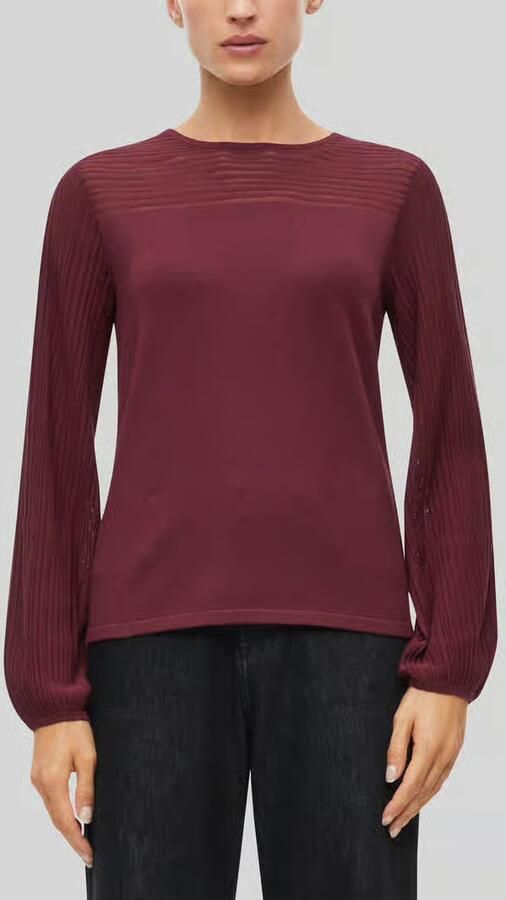 S.Oliver BLACK LABEL Pullover met gestructureerde ballonmouwen van viscosemix - Foto 2
