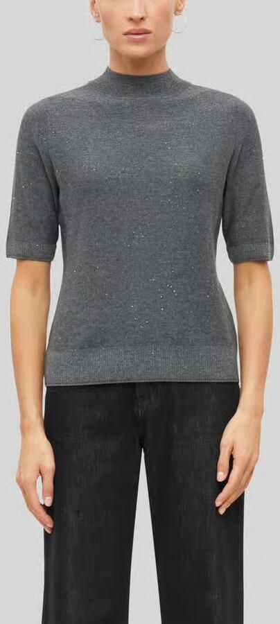 S.Oliver BLACK LABEL gebreide trui met glitters en wol antraciet - Foto 3