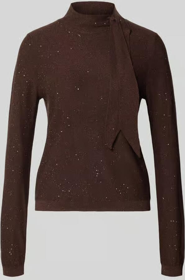 S.Oliver BLACK LABEL gebreide trui met glitters en wol donkerbruin - Foto 3