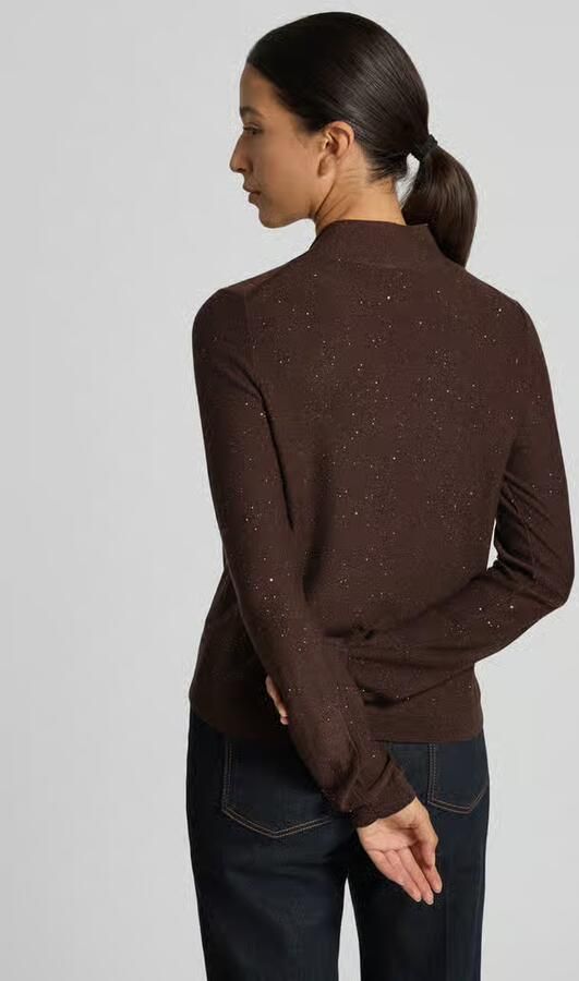 S.Oliver BLACK LABEL gebreide trui met glitters en wol donkerbruin - Foto 5