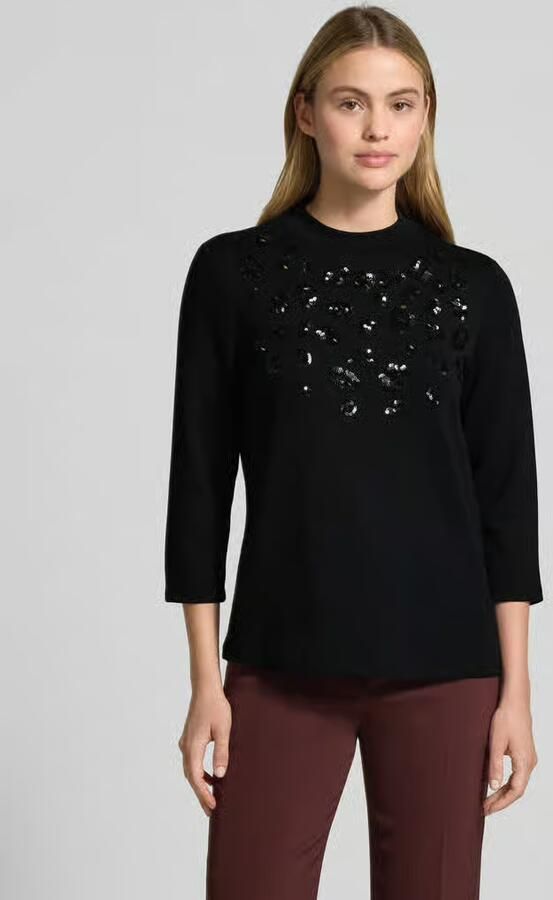 S.Oliver BLACK LABEL Shirt met 3 4 mouwen met pailletten en fijne hoge kraag - Foto 5