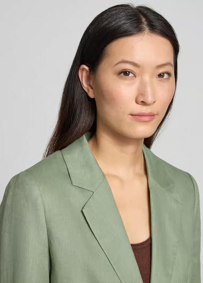 S.Oliver BLACK LABEL regular blazer met linnen lichtgroen - Foto 4