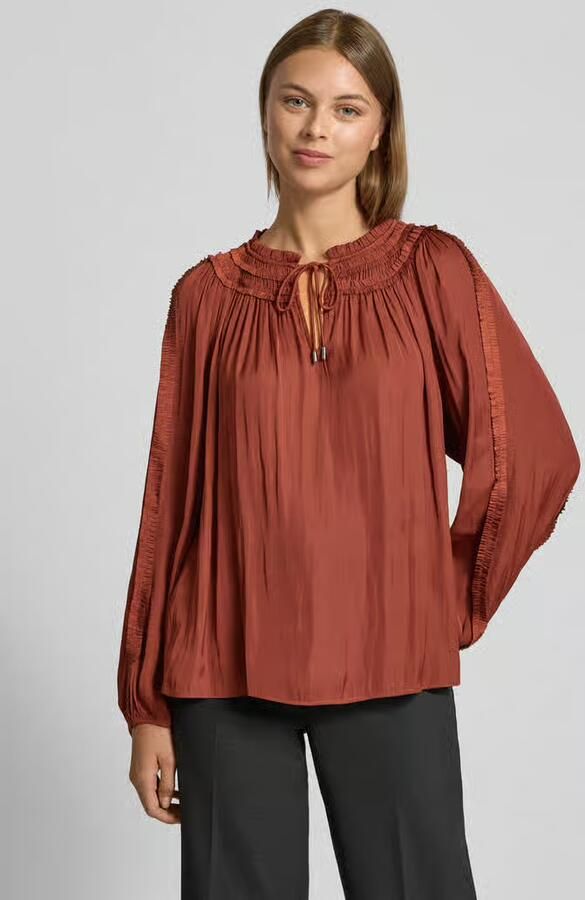 S.Oliver BLACK LABEL Regular fit blouse met lange mouwen en ruches - Foto 4