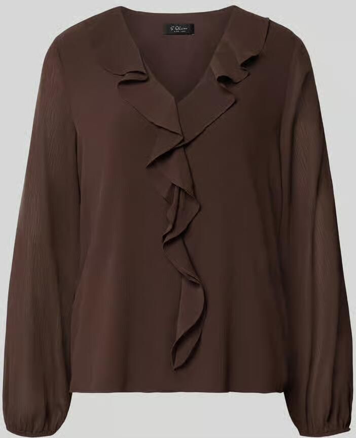 S.Oliver BLACK LABEL regular fit blouse met lange mouwen in crêpe-look