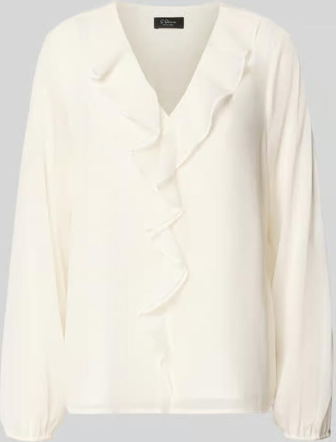 S.Oliver BLACK LABEL regular fit blouse met lange mouwen in crêpe-look