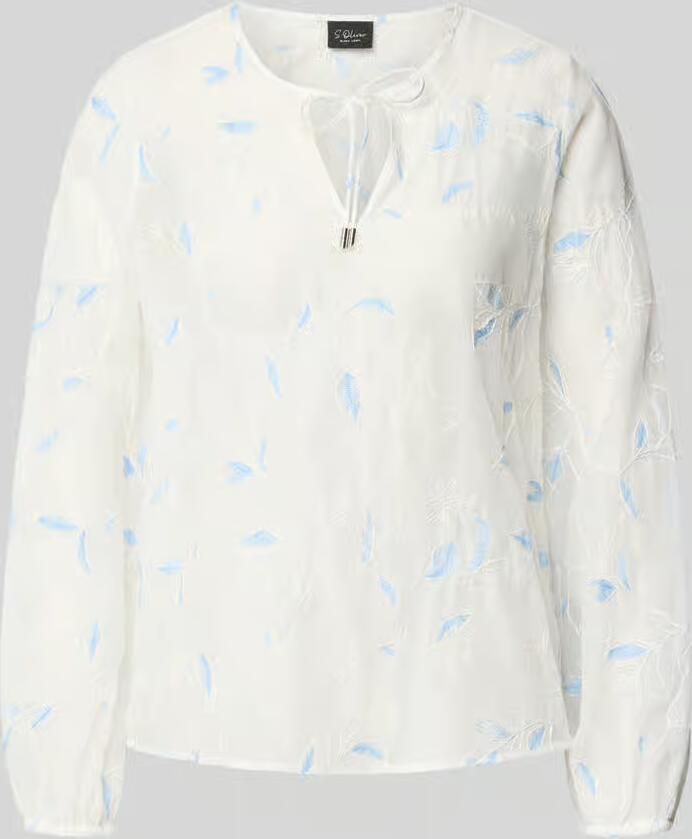 S.Oliver BLACK LABEL regular fit blouse met lange mouwen met gebloemd borduursel - Foto 2