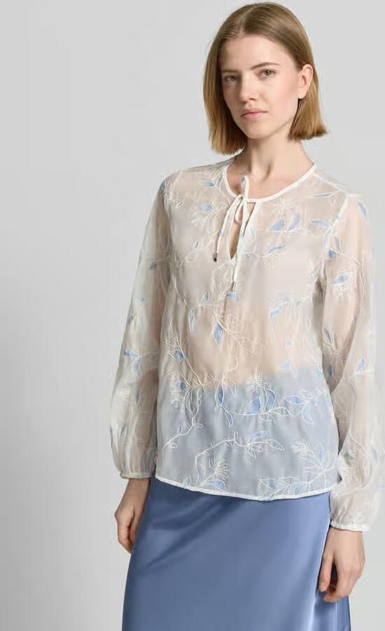 S.Oliver BLACK LABEL regular fit blouse met lange mouwen met gebloemd borduursel - Foto 3
