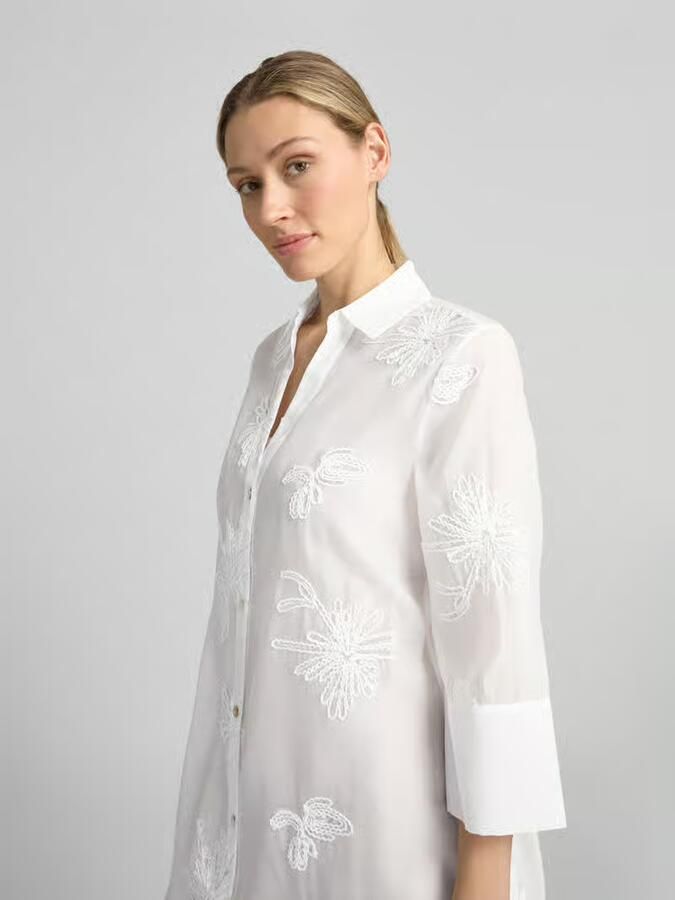 S.Oliver BLACK LABEL regular fit blouse met lange mouwen met gebloemd-stitching - Foto 3