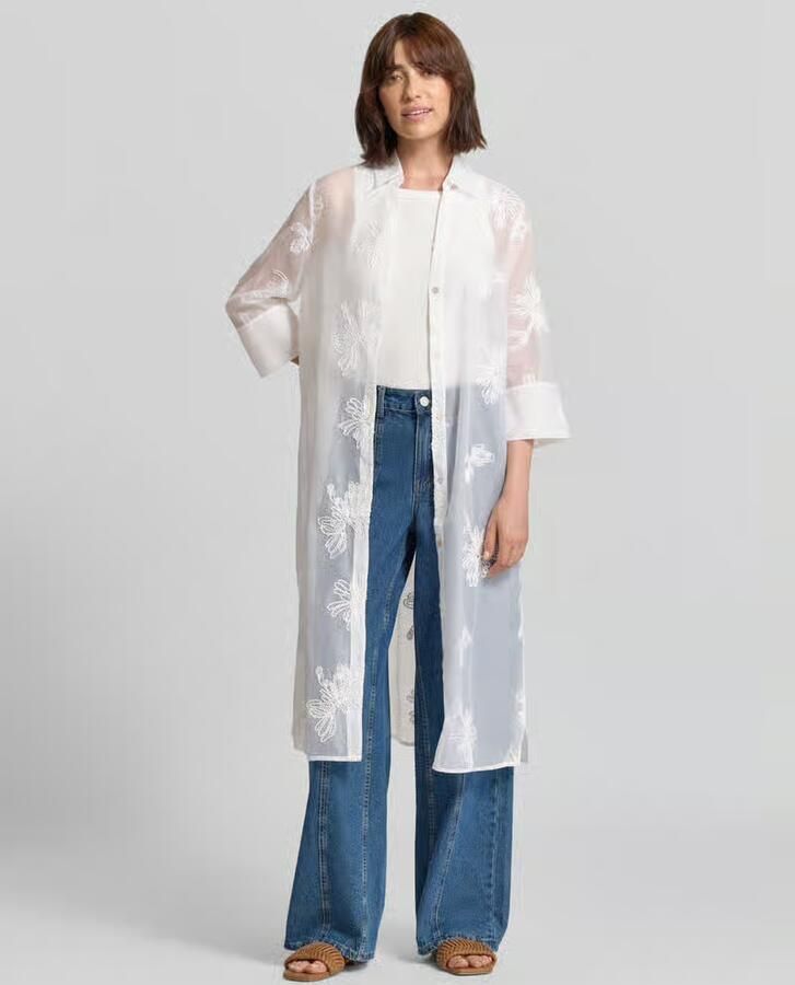 S.Oliver BLACK LABEL regular fit blouse met lange mouwen met gebloemd-stitching - Foto 2