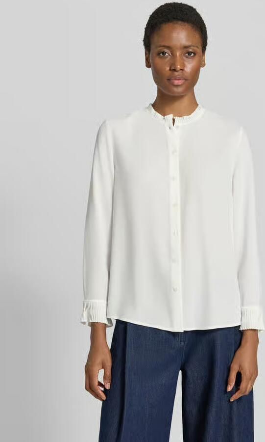 S.Oliver BLACK LABEL Regular fit blouse met lange mouwen met kraag met ruches - Foto 3