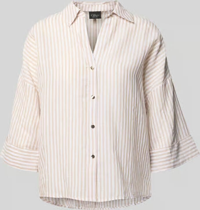 S.Oliver BLACK LABEL regular fit blouse met lange mouwen van mix van katoen en linnen - Foto 5