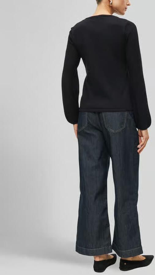 S.Oliver BLACK LABEL Regular fit gebreide pullover van viscosemix met geplisseerde ballonmouwen - Foto 2