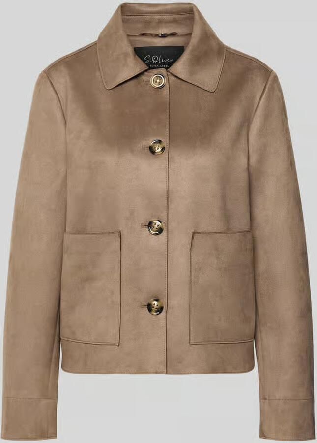 S.Oliver BLACK LABEL Regular fit Jack in leerlook met platte kraag - Foto 2