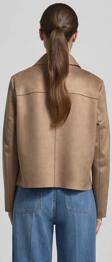 S.Oliver BLACK LABEL Regular fit Jack in leerlook met platte kraag - Foto 3