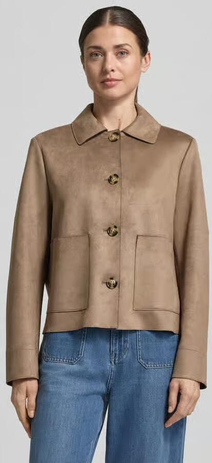 S.Oliver BLACK LABEL Regular fit Jack in leerlook met platte kraag - Foto 2
