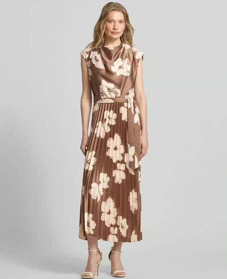 S.Oliver BLACK LABEL regular fit jurk van satijn met plissés - Foto 5