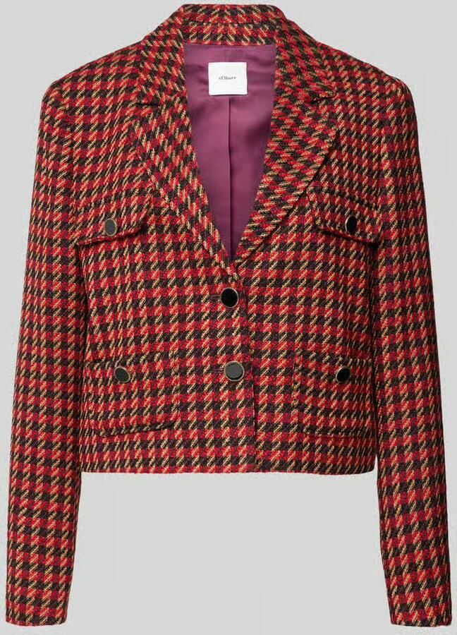 S.Oliver BLACK LABEL Regular fit kort bouclé blazer met pied-de-poule - Foto 2
