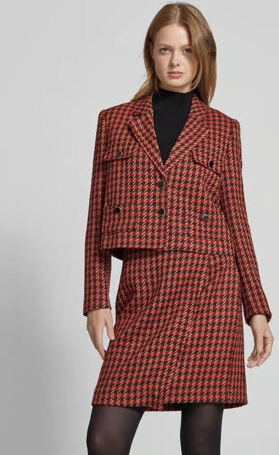 S.Oliver BLACK LABEL Regular fit kort bouclé blazer met pied-de-poule - Foto 3