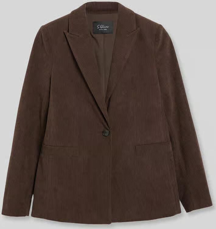 S.Oliver BLACK LABEL Regular fit lange blazer met corduroystructuur