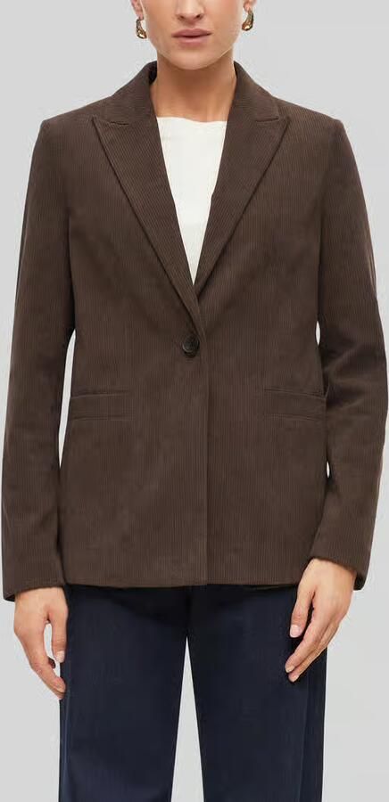 S.Oliver BLACK LABEL Regular fit lange blazer met corduroystructuur - Foto 3