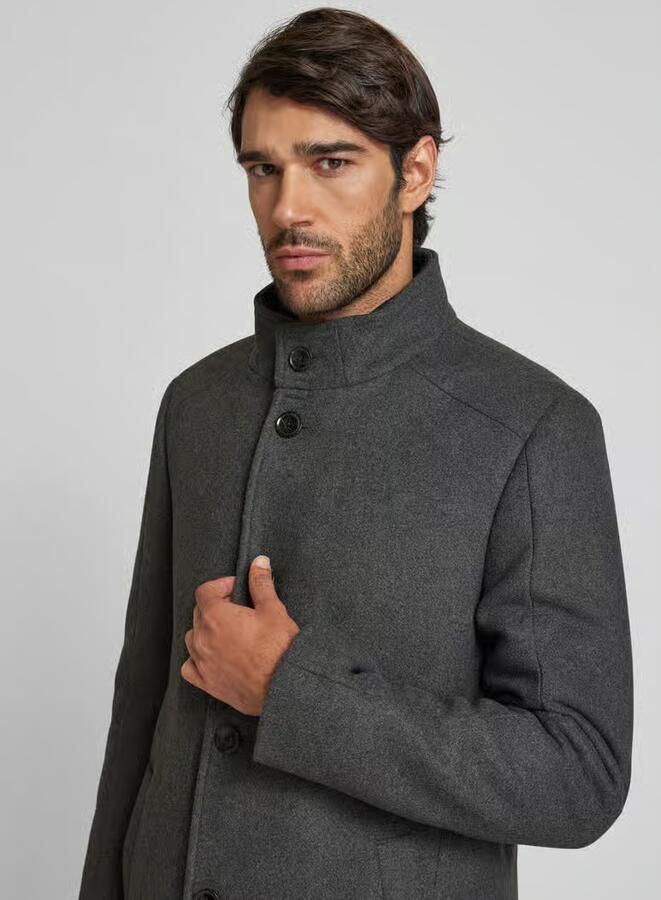 S.Oliver BLACK LABEL Regular fit lange jas van wolmix met vaste gewatteerde inzet