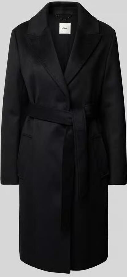 S.Oliver BLACK LABEL Regular fit lange wollen jas met geborsteld oppervlak
